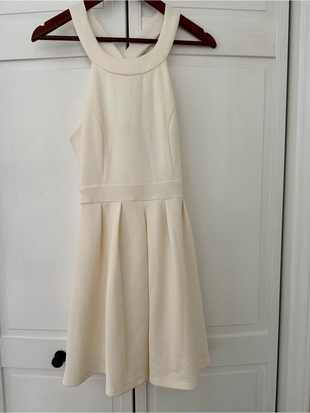 Junk brand Textured Cream Halter Fit-and-Flare Dress